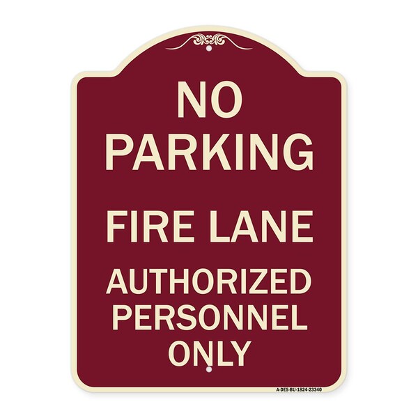 Parking Fire Lane Authorized Personnel Heavy-Gauge Aluminum Sign, 24" x 18", BU-1824-23340